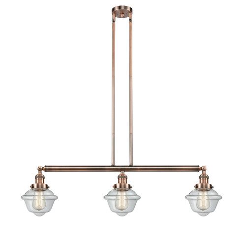 Franklin Restoration Three Light Island Pendant in Antique Copper (405|213ACG532)