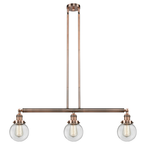 Franklin Restoration Three Light Island Pendant in Antique Copper (405|213ACG2026)