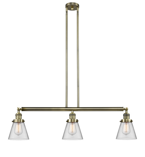 Franklin Restoration Three Light Island Pendant in Antique Brass (405|213ABG62)