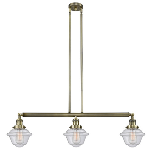 Franklin Restoration Three Light Island Pendant in Antique Brass (405|213ABG534)
