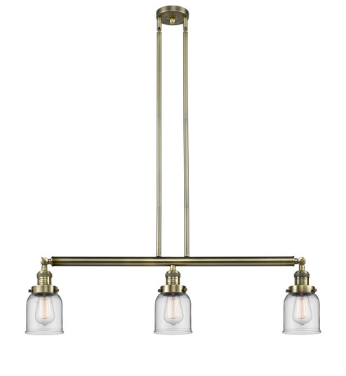 Franklin Restoration Three Light Island Pendant in Antique Brass (405|213ABG52) Franklin Restoration Three Light Island Pendant in Antique Brass (405|213ABG52)