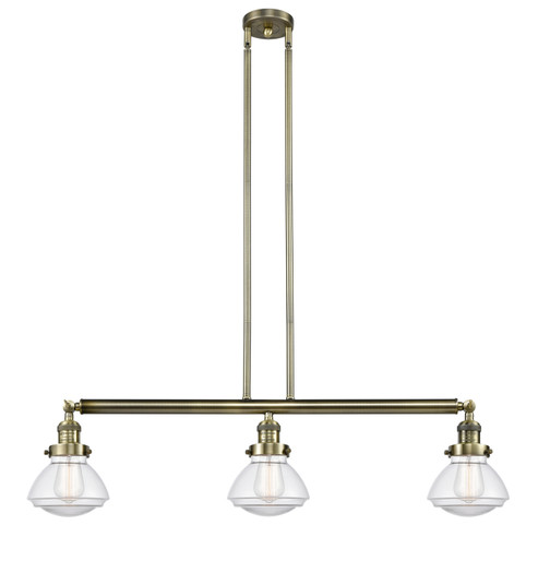 Franklin Restoration Three Light Island Pendant in Antique Brass (405|213ABG322)