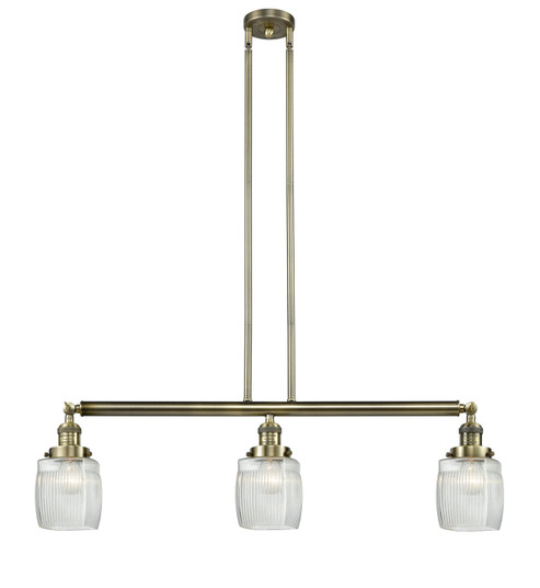 Franklin Restoration Three Light Island Pendant in Antique Brass (405|213ABG302)