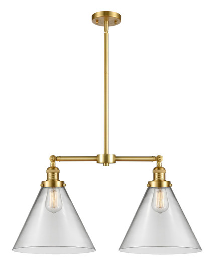 Franklin Restoration Two Light Island Pendant in Satin Gold (405|209SGG42L)