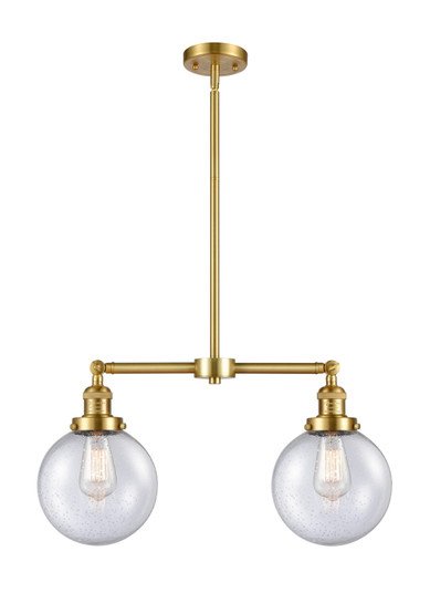 Franklin Restoration Two Light Island Pendant in Satin Gold (405|209SGG2048)