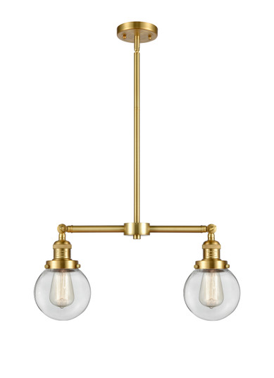 Franklin Restoration Two Light Island Pendant in Satin Gold (405|209SGG2026)