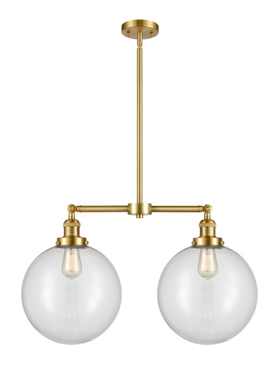 Franklin Restoration Two Light Island Pendant in Satin Gold (405|209SGG20212)