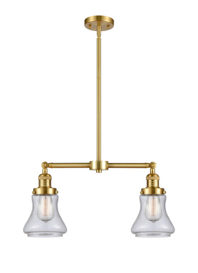 Franklin Restoration Two Light Island Pendant in Satin Gold (405|209SGG194)