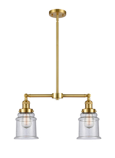 Franklin Restoration Two Light Island Pendant in Satin Gold (405|209SGG184)