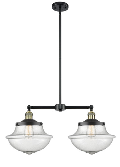 Franklin Restoration Two Light Island Pendant in Black Antique Brass (405|209BABG544)