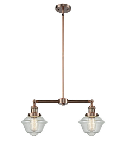 Franklin Restoration Two Light Island Pendant in Antique Copper (405|209ACG534)