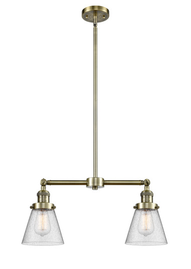 Franklin Restoration Two Light Island Pendant in Antique Brass (405|209ABG64)