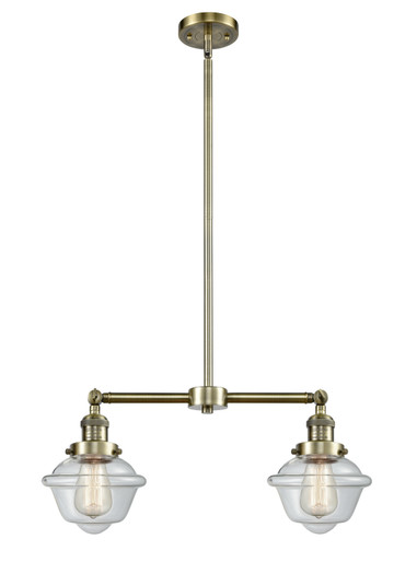 Franklin Restoration Two Light Island Pendant in Antique Brass (405|209ABG532)