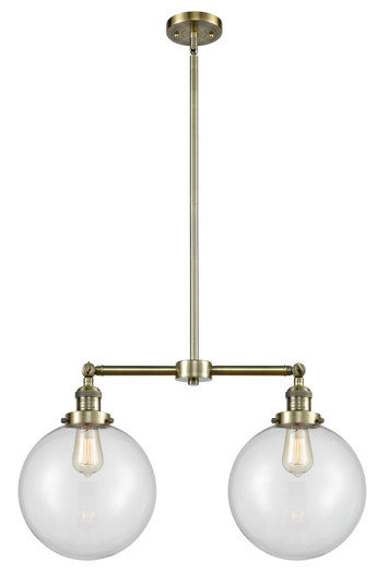 Franklin Restoration Two Light Island Pendant in Antique Brass (405|209ABG20210)