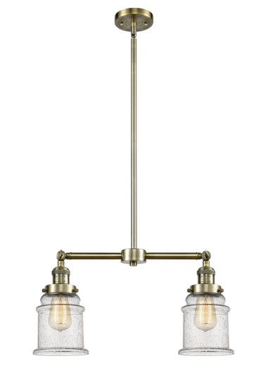 Franklin Restoration Two Light Island Pendant in Antique Brass (405|209ABG184)