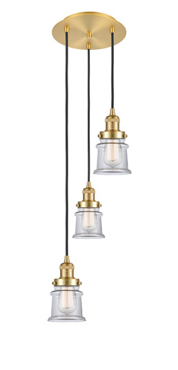 Franklin Restoration Three Light Pendant in Satin Gold (405|113F3PSGG182S)
