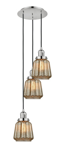 Franklin Restoration Three Light Pendant in Polished Nickel (405|113F3PPNG146)