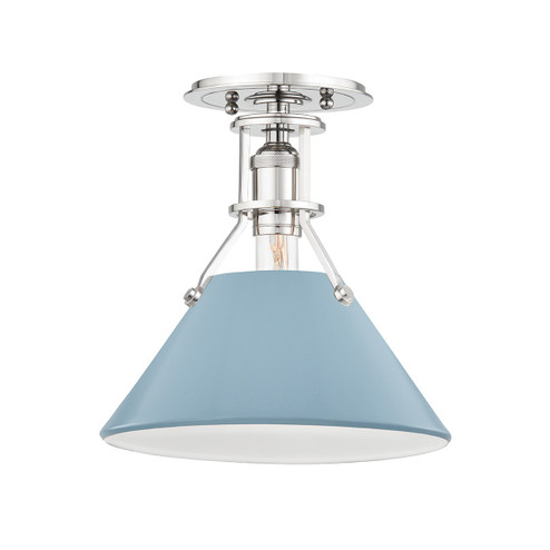Painted No.2 One Light Semi Flush Mount in Polished Nickel/Blue Bird (70|MDS353PNBB)