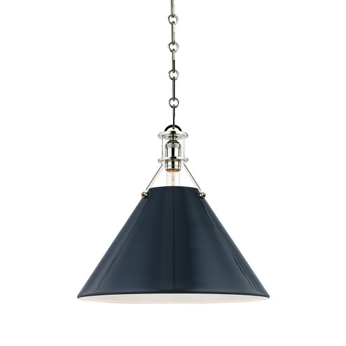 Painted No.2 One Light Pendant in Polished Nickel/Darkest Blue (70|MDS352PNDBL)