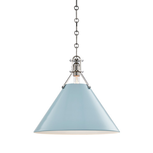 Painted No.2 One Light Pendant in Polished Nickel/Blue Bird (70|MDS352PNBB)