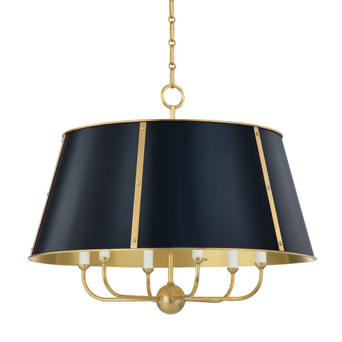 Cambridge Six Light Chandelier in Aged Brass/Darkest Blue (70|MDS121AGBDBL)