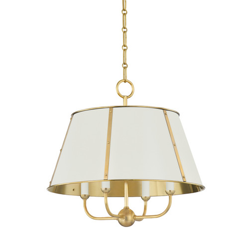 Cambridge Four Light Chandelier in Aged Brass/Off White (70|MDS120AGBOW)