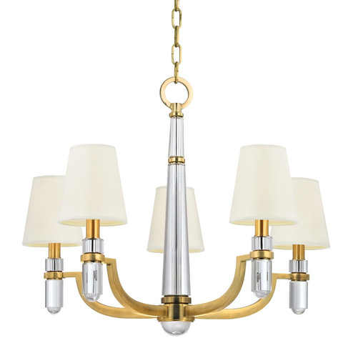 Dayton Five Light Chandelier in Aged Brass (70|985AGBWS)
