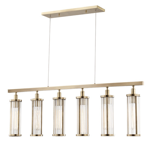 Marley Six Light Island Pendant in Aged Brass (70|9146AGB)