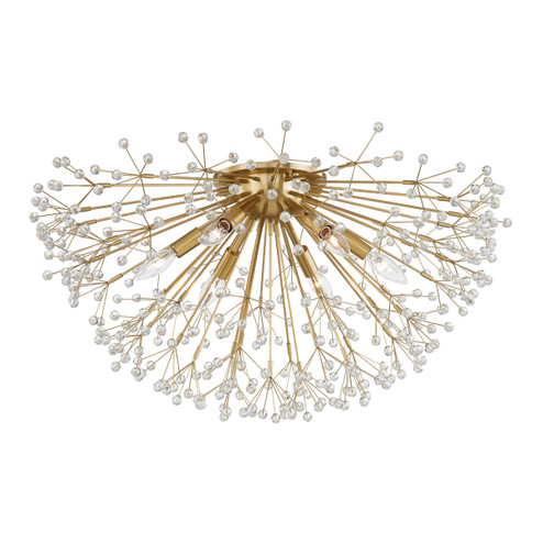 Dunkirk Six Light Semi Flush Mount in Aged Brass (70|6028AGB)