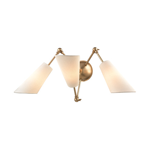 Buckingham Three Light Wall Sconce in Aged Brass (70|5300AGB)