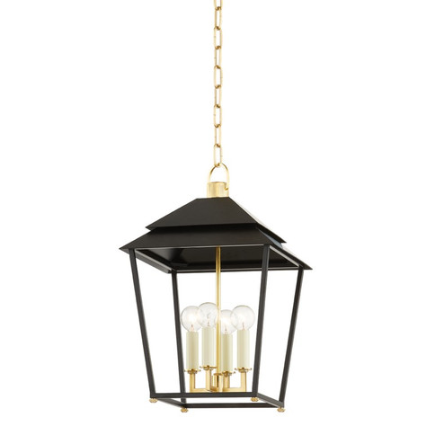 Natick Four Light Lantern in Aged Brass (70|5119AGBSBK)