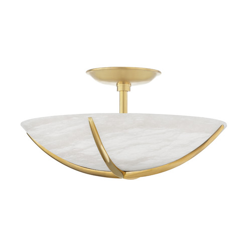 Wheatley Four Light Semi Flush Mount in Aged Brass (70|3516AGB)