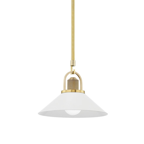 Syosset One Light Pendant in Aged Brass/Soft Off White (70|2613AGBWH)