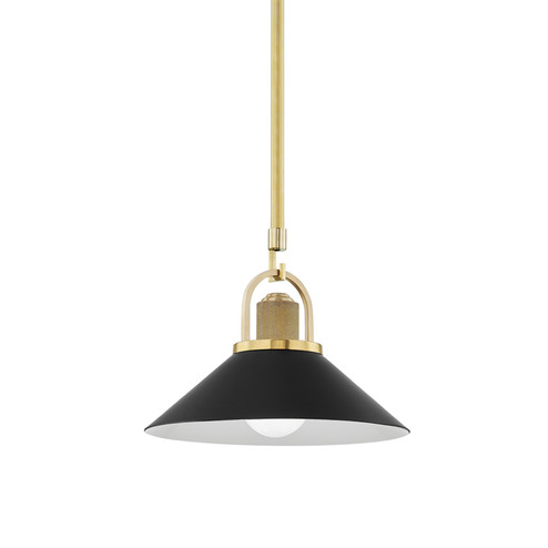 Syosset One Light Pendant in Aged Brass/Black (70|2613AGBBK)