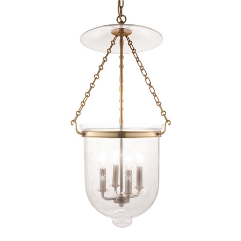 Hampton Four Light Pendant in Aged Brass (70|255AGBC3)