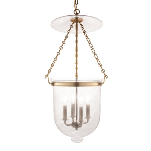 Hampton Four Light Pendant in Aged Brass (70|255AGBC1)