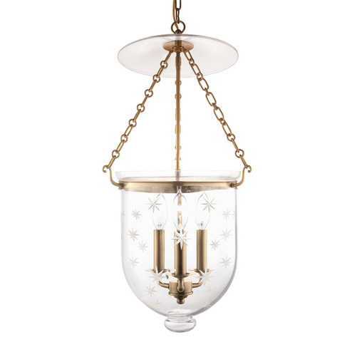 Hampton Three Light Pendant in Aged Brass (70|254AGBC3)