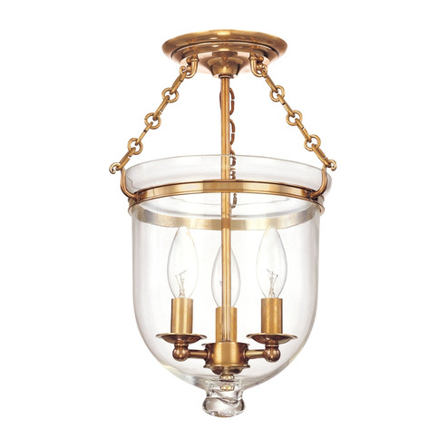 Hampton Three Light Semi Flush Mount in Aged Brass (70|251AGBC1)