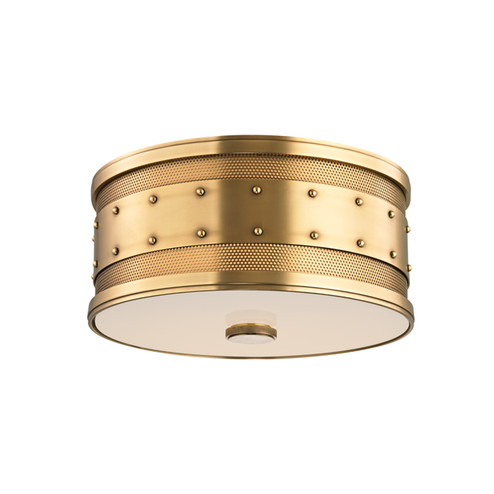 Gaines Two Light Flush Mount in Aged Brass (70|2202AGB)