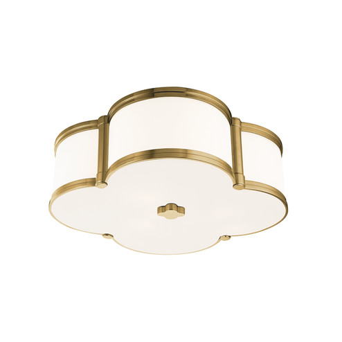 Chandler Three Light Flush Mount in Aged Brass (70|1216AGB)