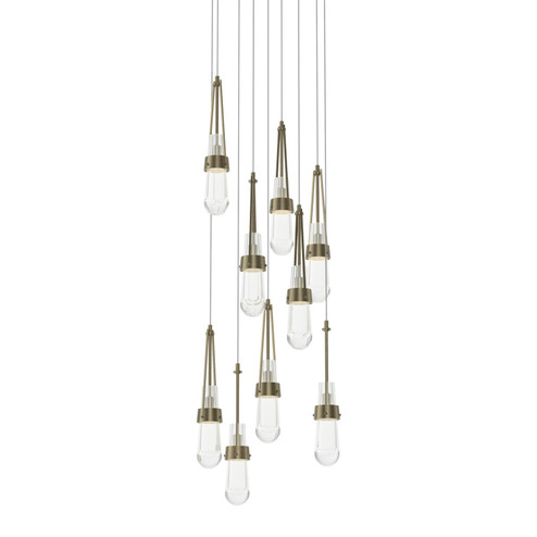 Link Link 9-Light Clear Glass Pendant in Soft Gold (39|131108SKTLONG84ZM0434)
