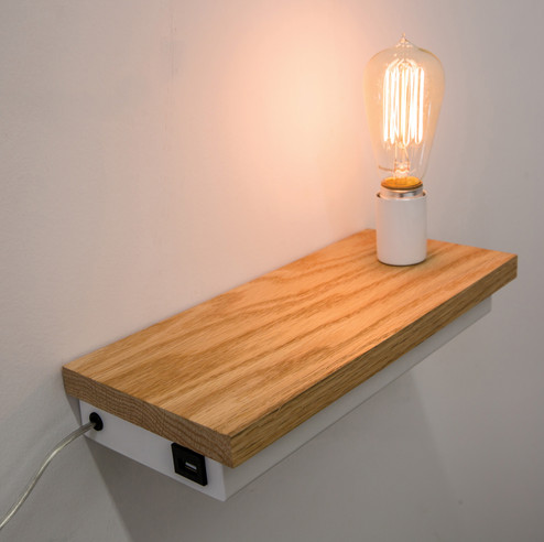 Bunk One Light Wall Lamp in White With Natural Oak (30|BUNK3WT)