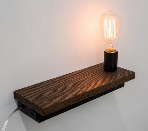 Bunk One Light Wall Lamp in Black with Stained Oak (30|BUNK3BLK)