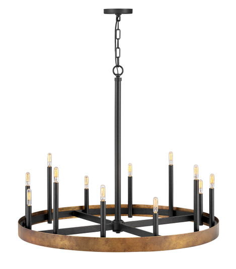 Wells LED Chandelier in Weathered Brass (13|3869WA)