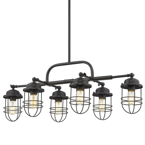 Seaport Six Light Linear Pendant in Matte Black (62|9808LPBLK)