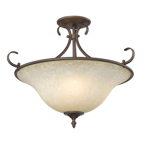 Homestead Three Light Semi-Flush Mount in Rubbed Bronze (62|8606SFRBZTEA)