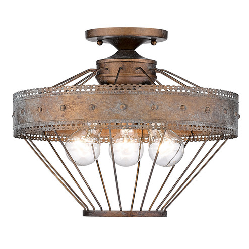 Ferris Three Light Semi-Flush Mount in Copper Patina (62|7856SFCP)
