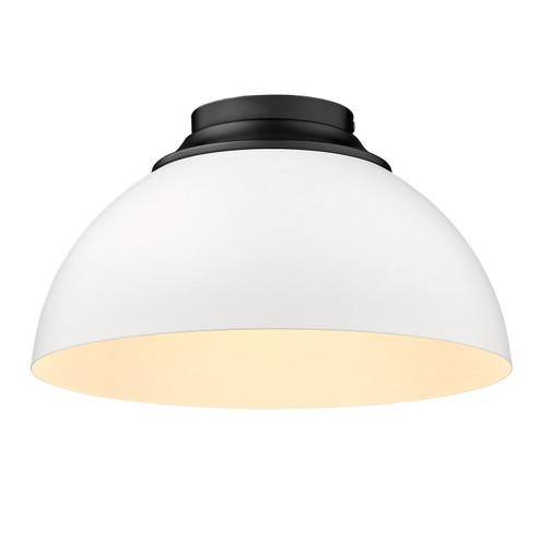 Zoey PW Three Light Flush Mount in Matte Black (62|6956FMBLKWHT)