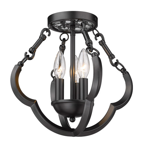 Saxon Three Light Semi-Flush Mount in Matte Black (62|5926SF12BLK)