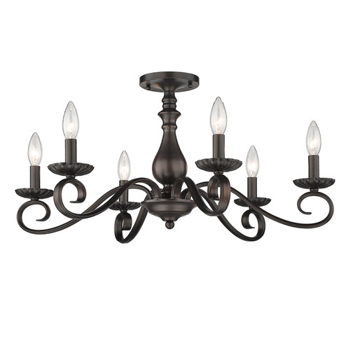Larrick Six Light Semi-Flush Mount in Rubbed Bronze (62|37126SFRBZ)